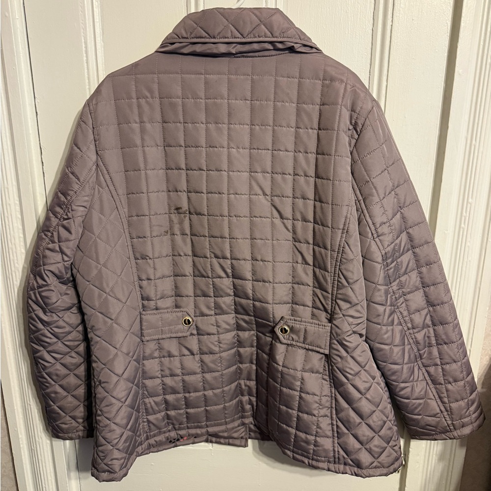 KC Collections Women’s Quilted Jacket Coat Size 1X taupe Full Zip Snap - Picture 2 of 7